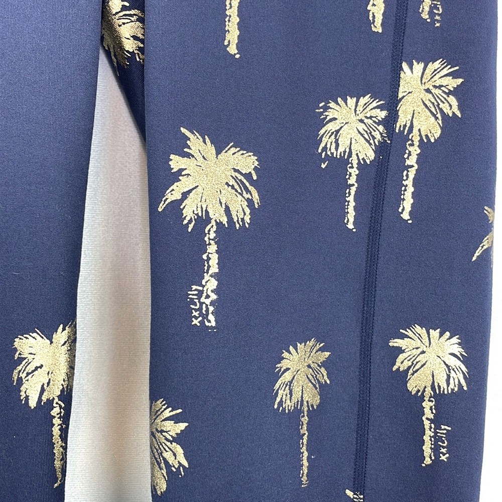 Lilly Pulitzer Navy Leggings with Gold Palm Print - Picture 4 of 16